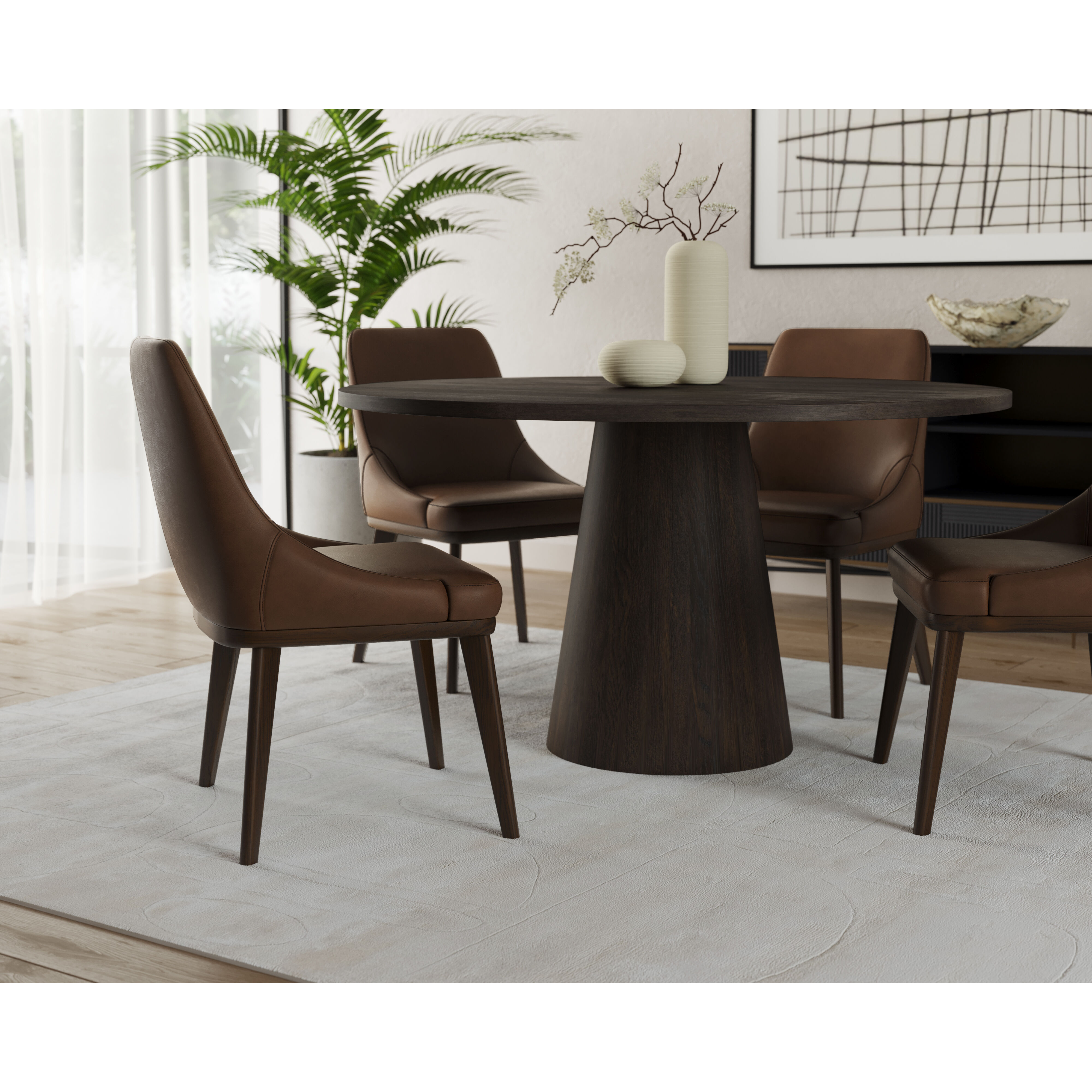 Jody Missouri Mahogany Leather Dining Chair, Set Of 2